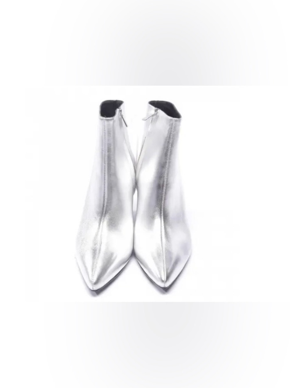 Annie Bing Silver Leather Ankle Boots Sz 8.5
